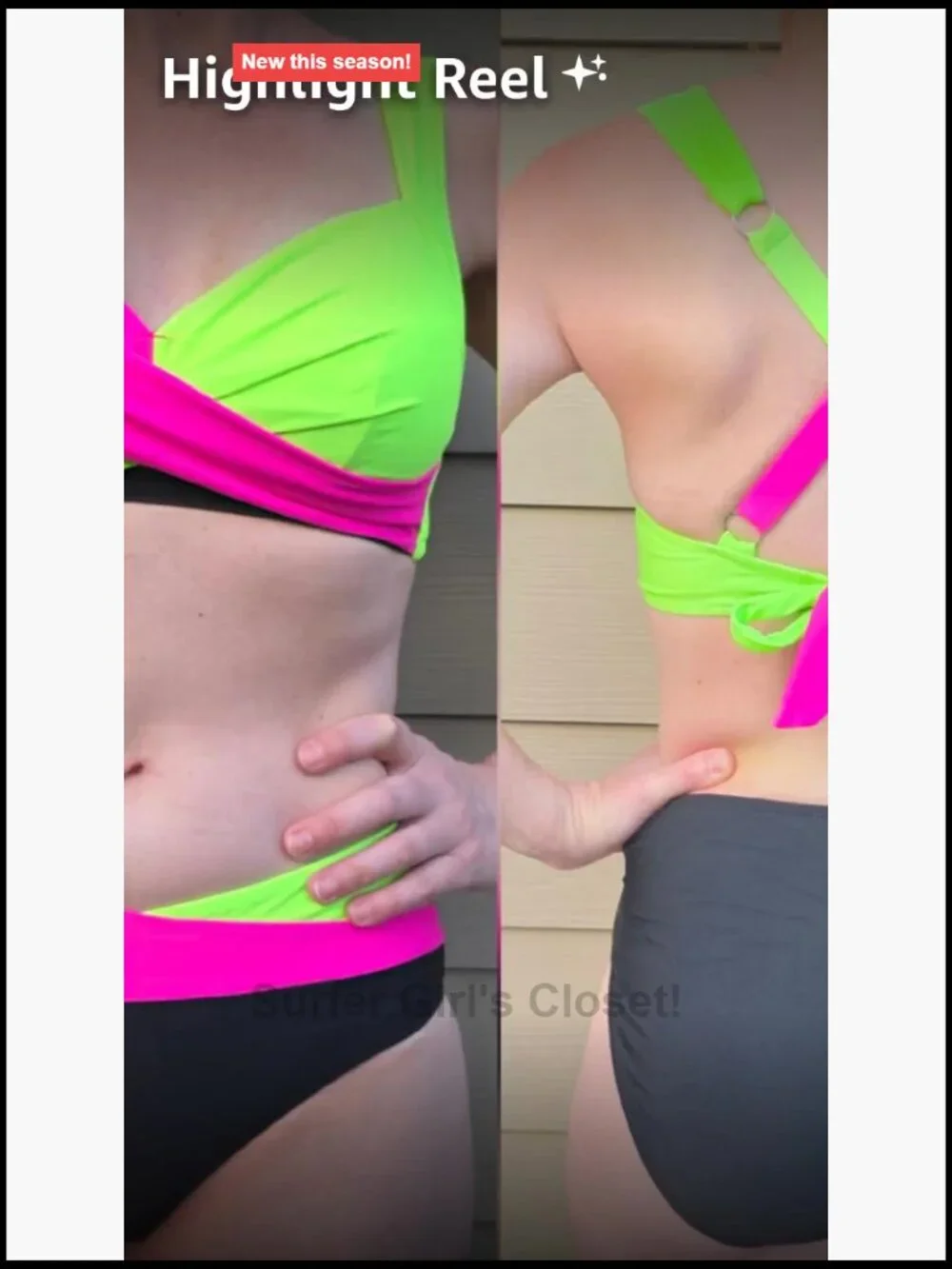 Two Piece Bikini Set Mid Rise Color Block Tie Back Push Up Swimsuit